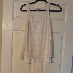 Express White Sequin Tank Top